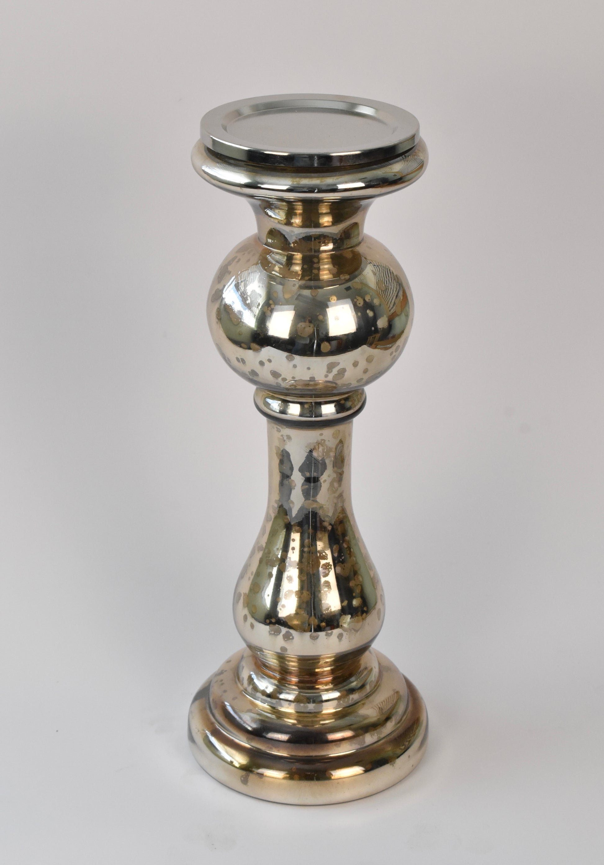 13" Smoked Mercury Glass Candle Holder
