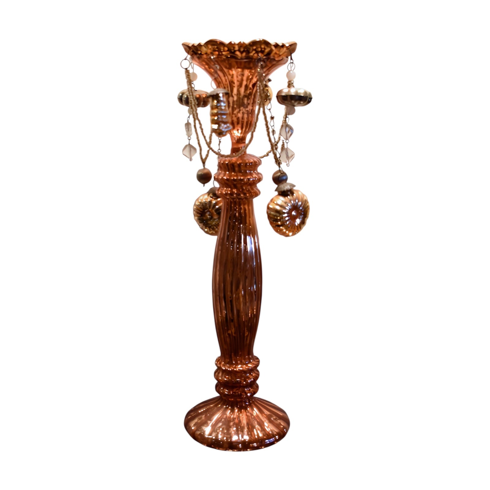 Small Antique Copper Candle Holder w/ Bobeche