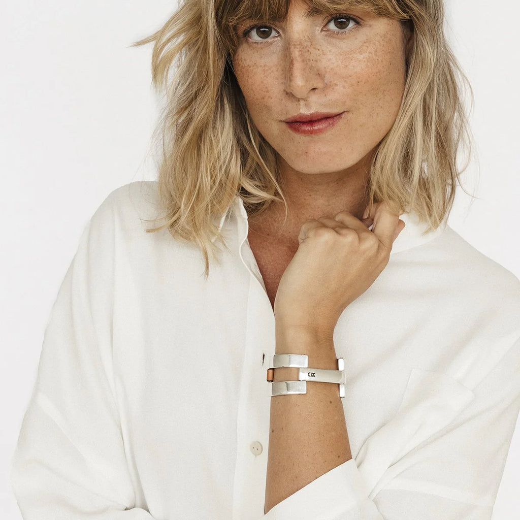 Balance Leather Bracelet - Silver