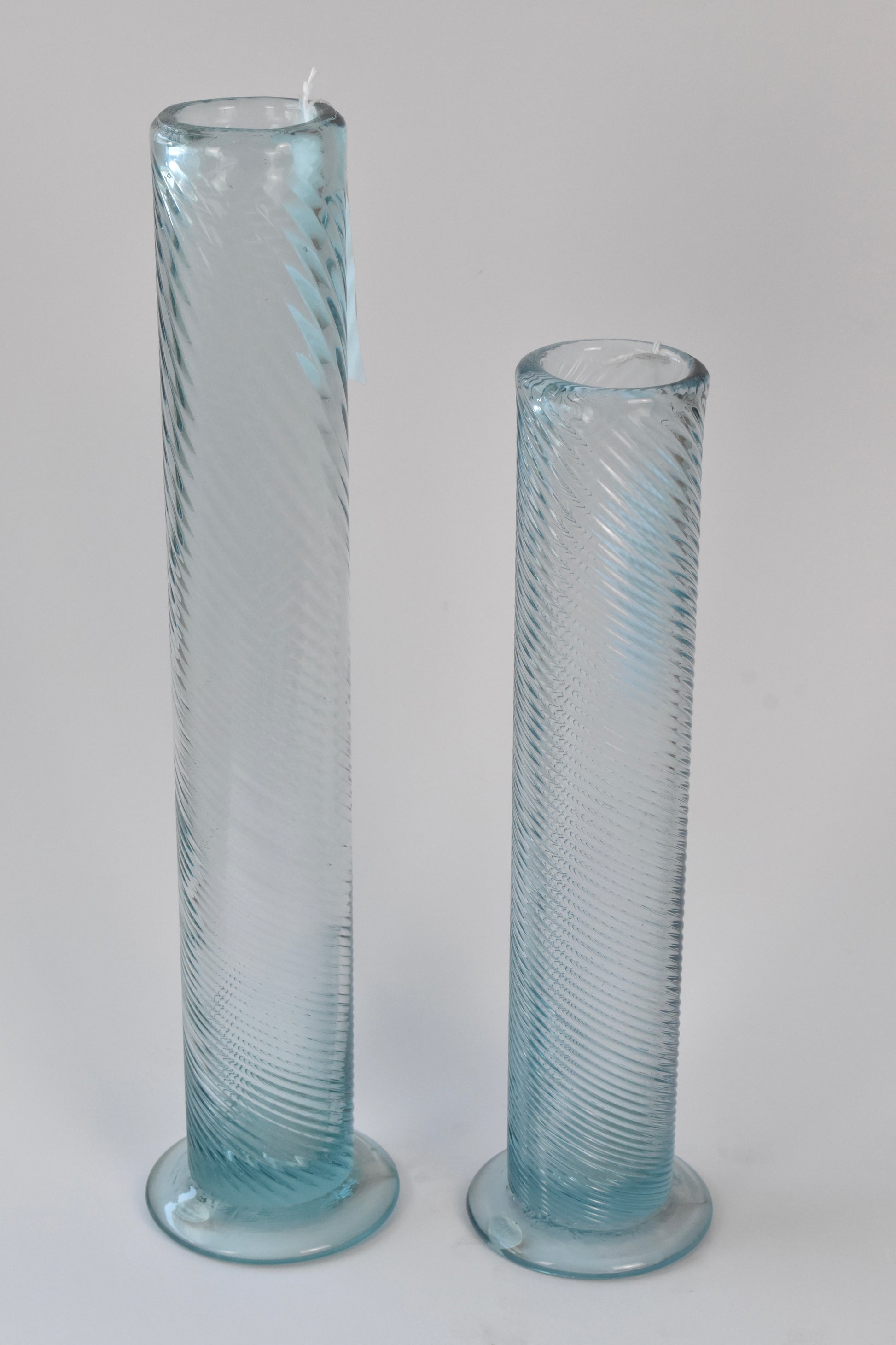 13" Blue Pulled Glass Vase