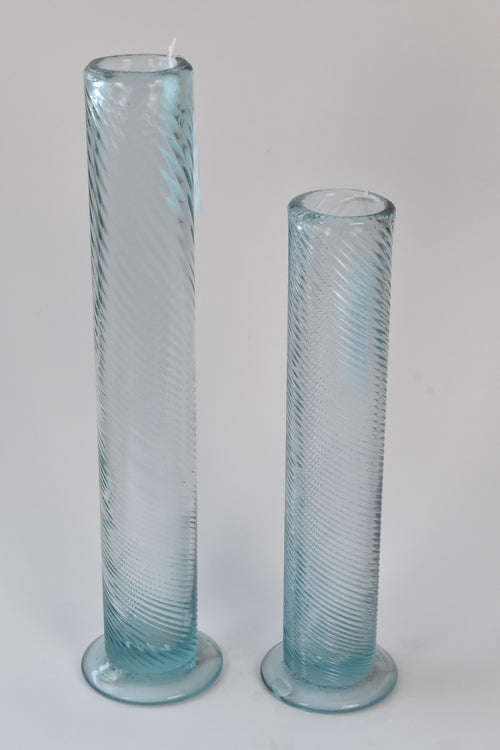 13" Blue Pulled Glass Vase