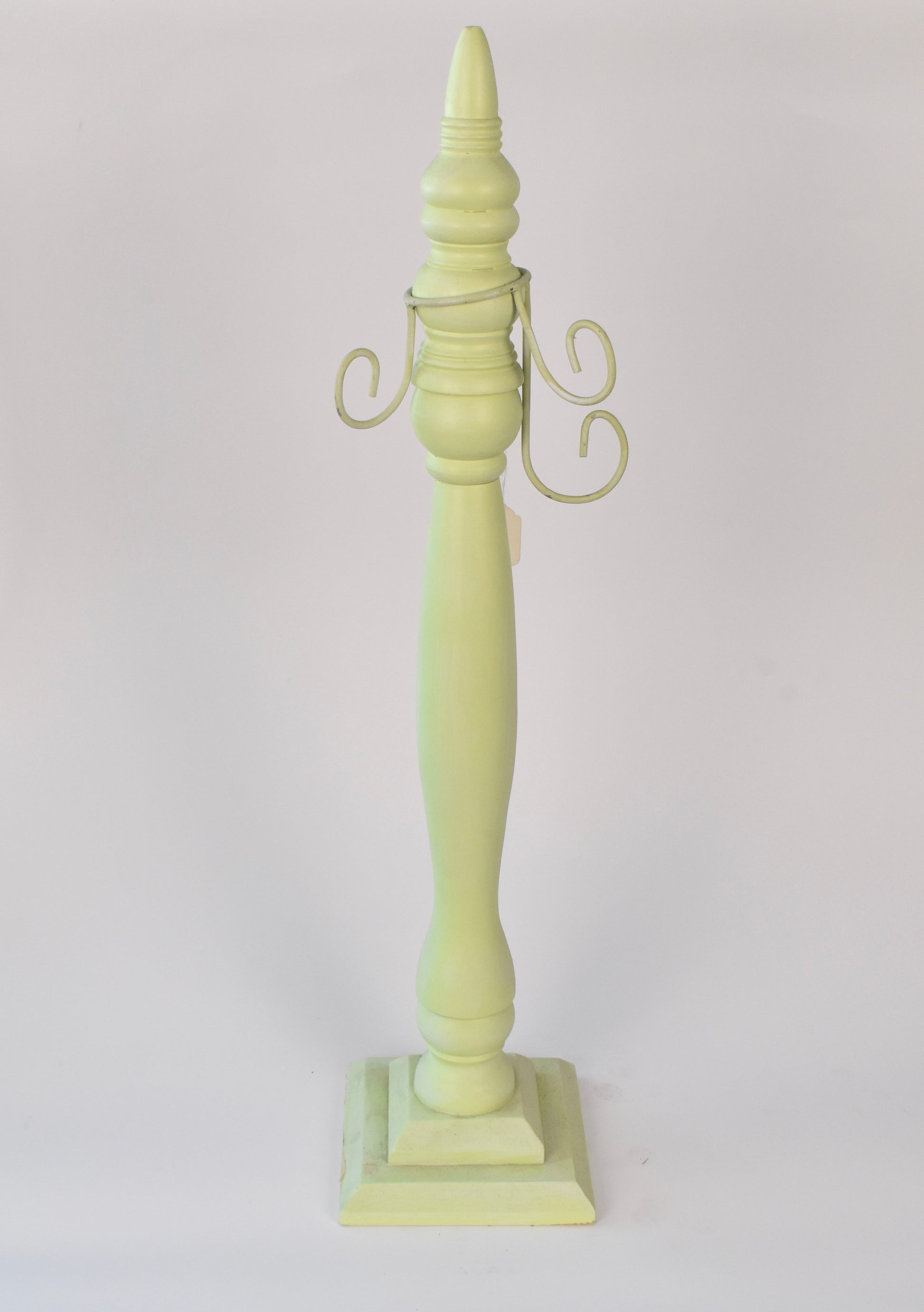 Vintage-Inspired Green Taper Holder with Scroll Arms
