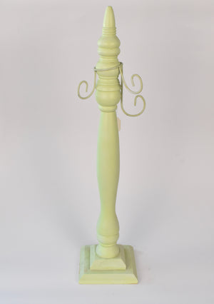 Vintage-Inspired Green Taper Holder with Scroll Arms
