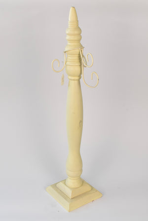 Vintage-Inspired Pale Yellow Taper Holder with Scroll Arms