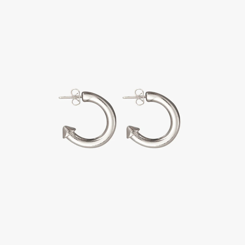 Cross Heart Hoop Earrings - Silver