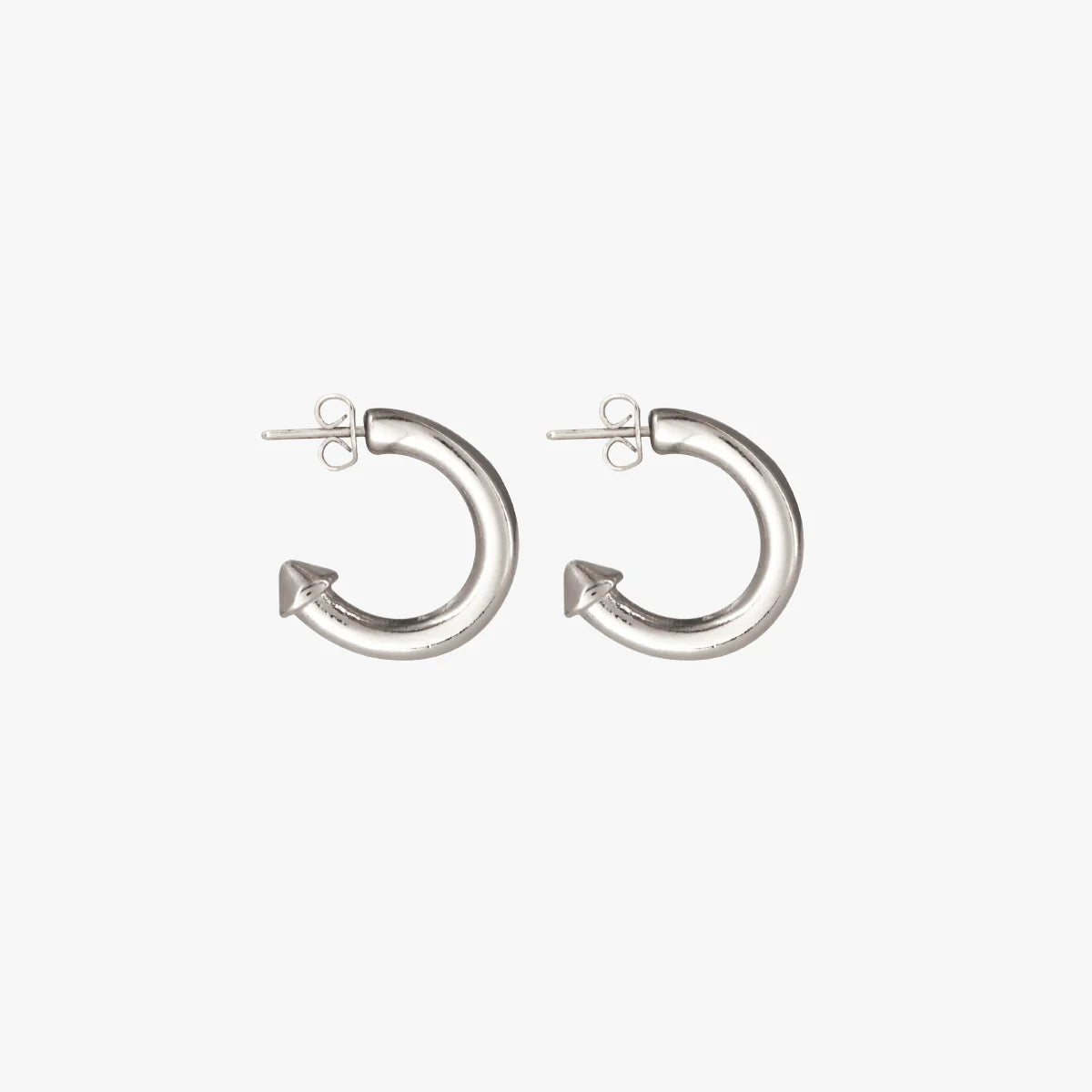 Cross Heart Hoop Earrings - Silver
