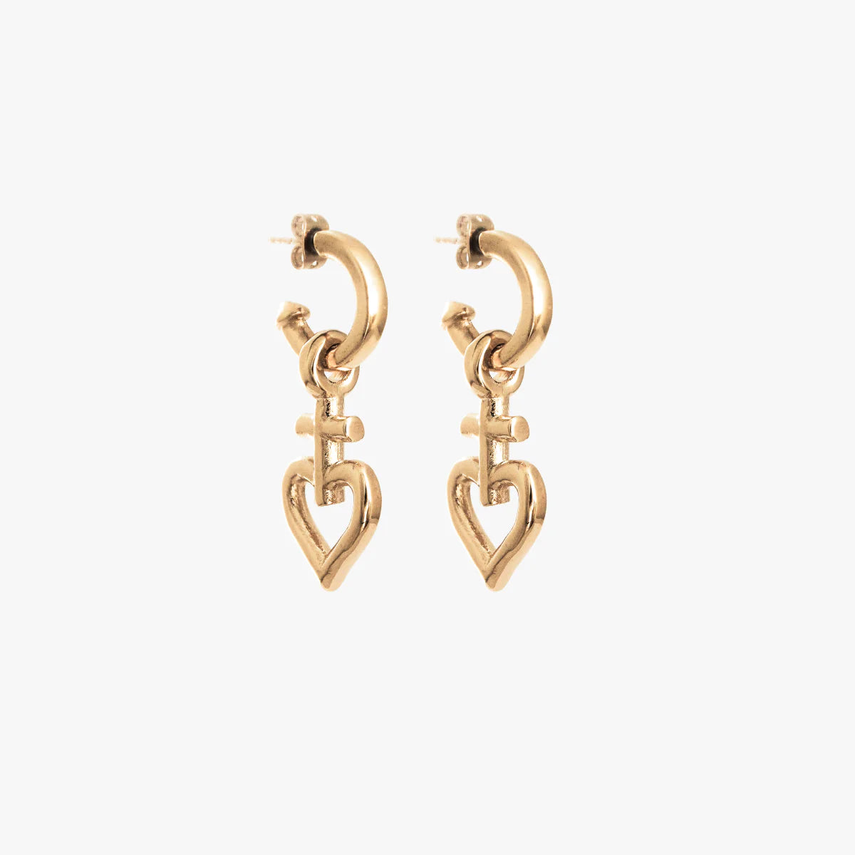 Cross Heart Hoop Earrings – Gold