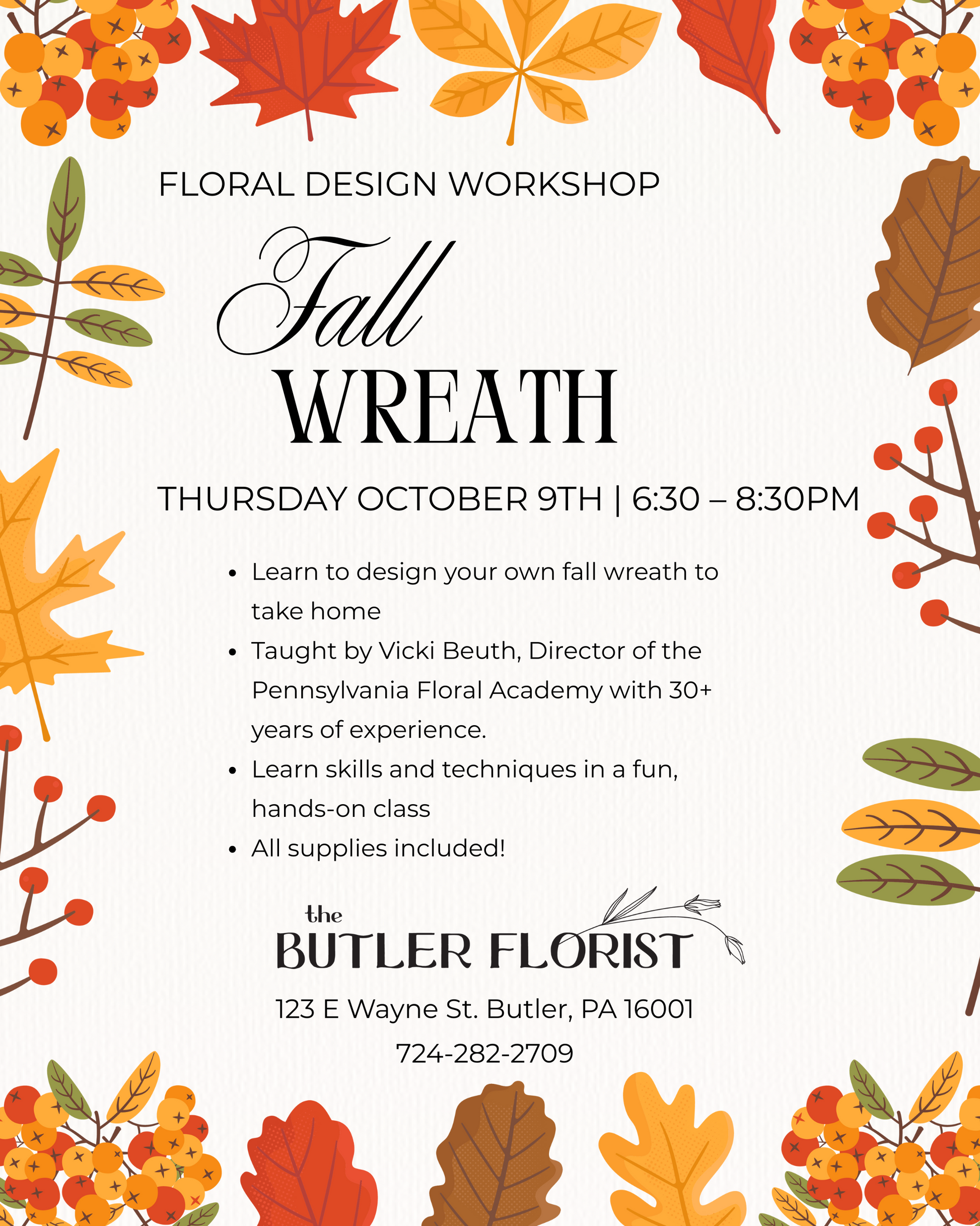Fall Wreath Floral Design Workshop
