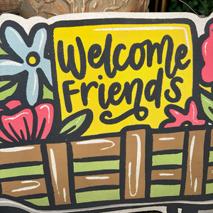 Welcome Friends Flower Truck Decorative Sign