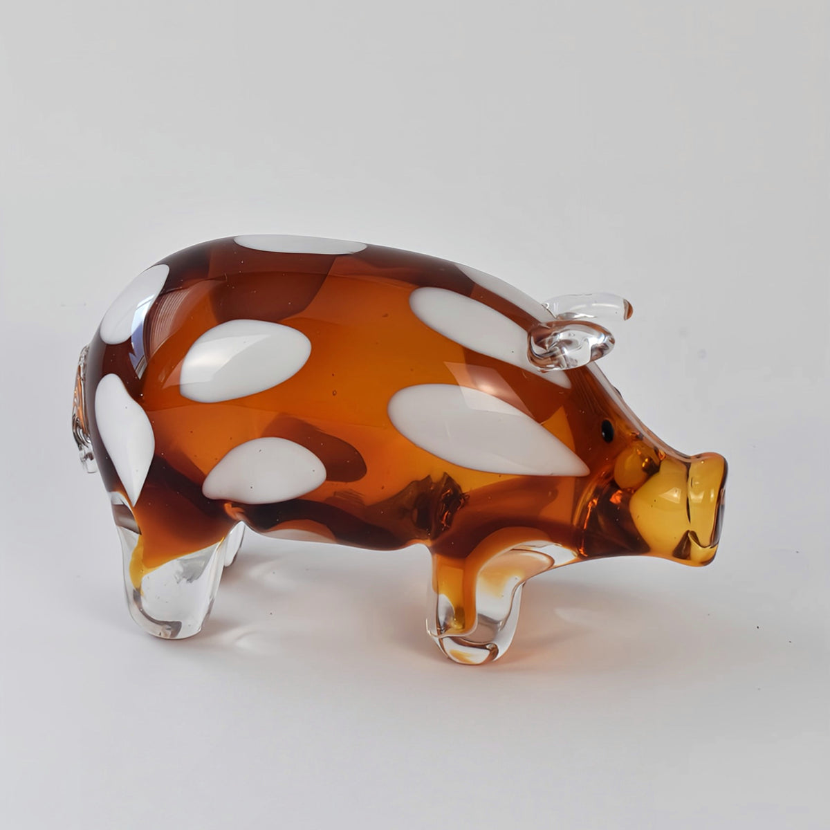 Heavy Art Glass Pig Figurine Paperweight