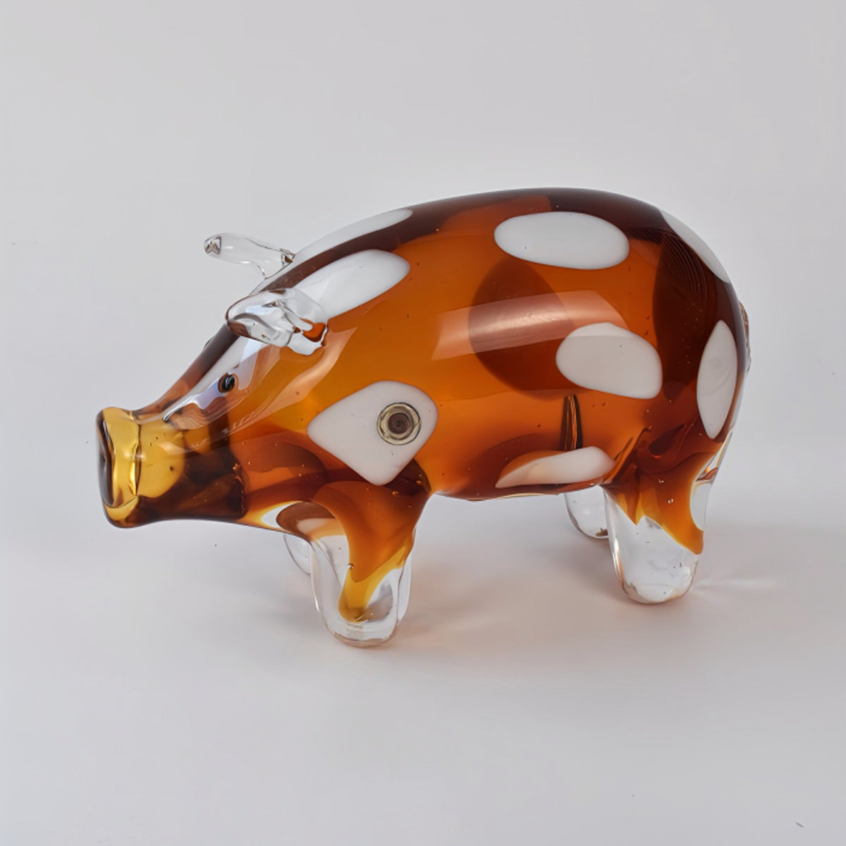 Heavy Art Glass Pig Figurine Paperweight
