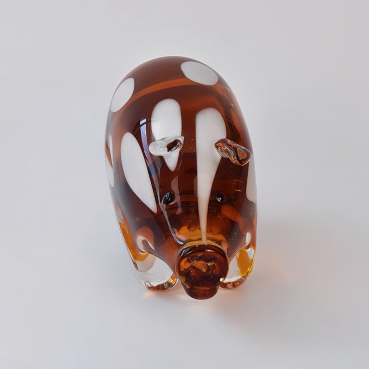 Heavy Art Glass Pig Figurine Paperweight