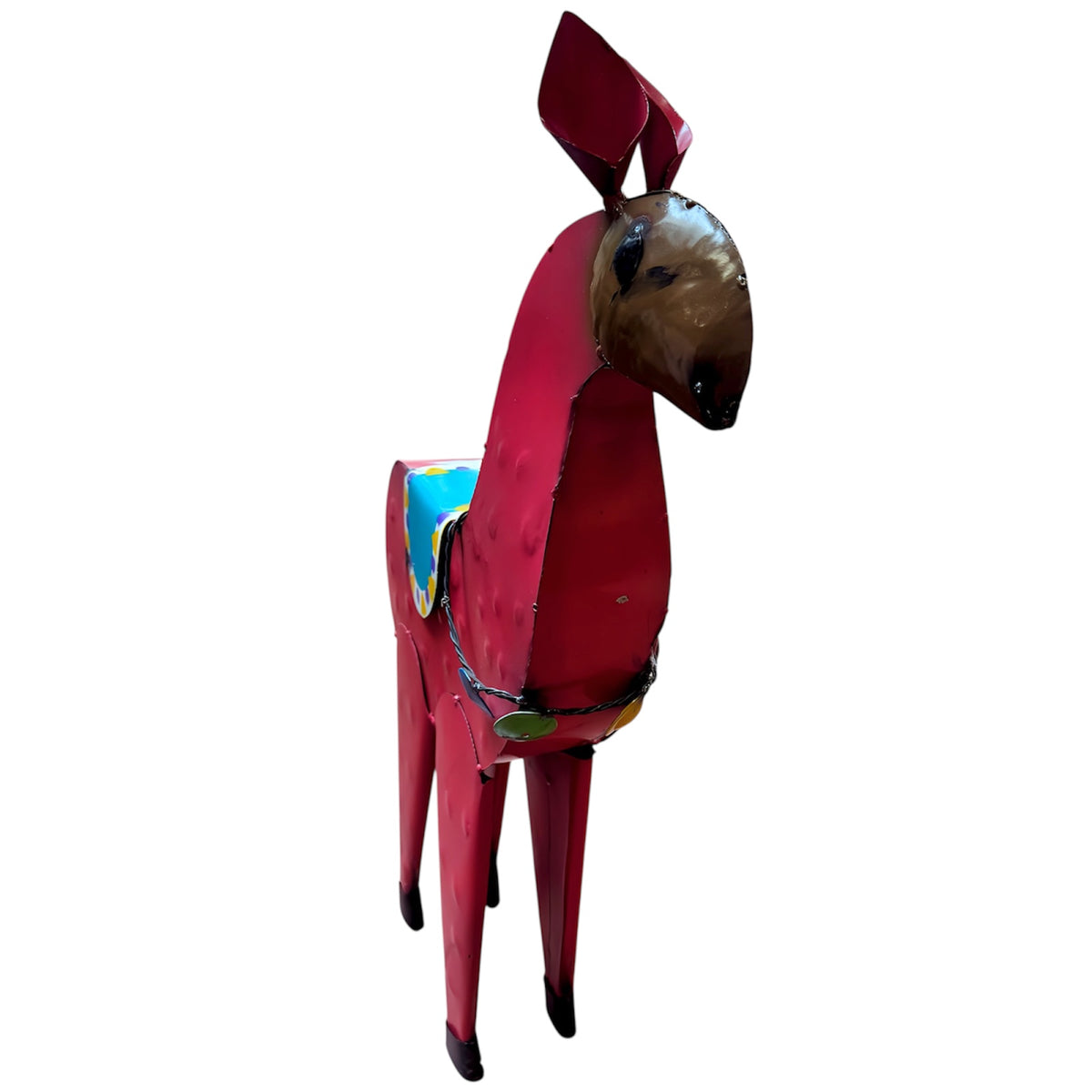 Whimsical Pink Metal Garden Llama – Hand-Painted Outdoor Decor