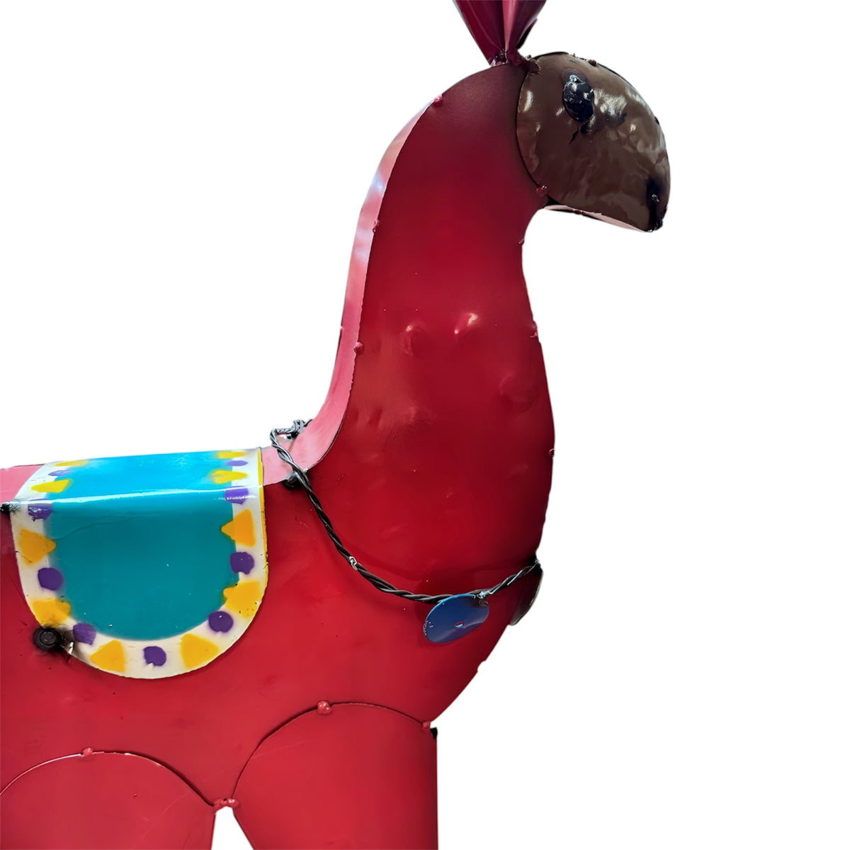 Whimsical Pink Metal Garden Llama – Hand-Painted Outdoor Decor