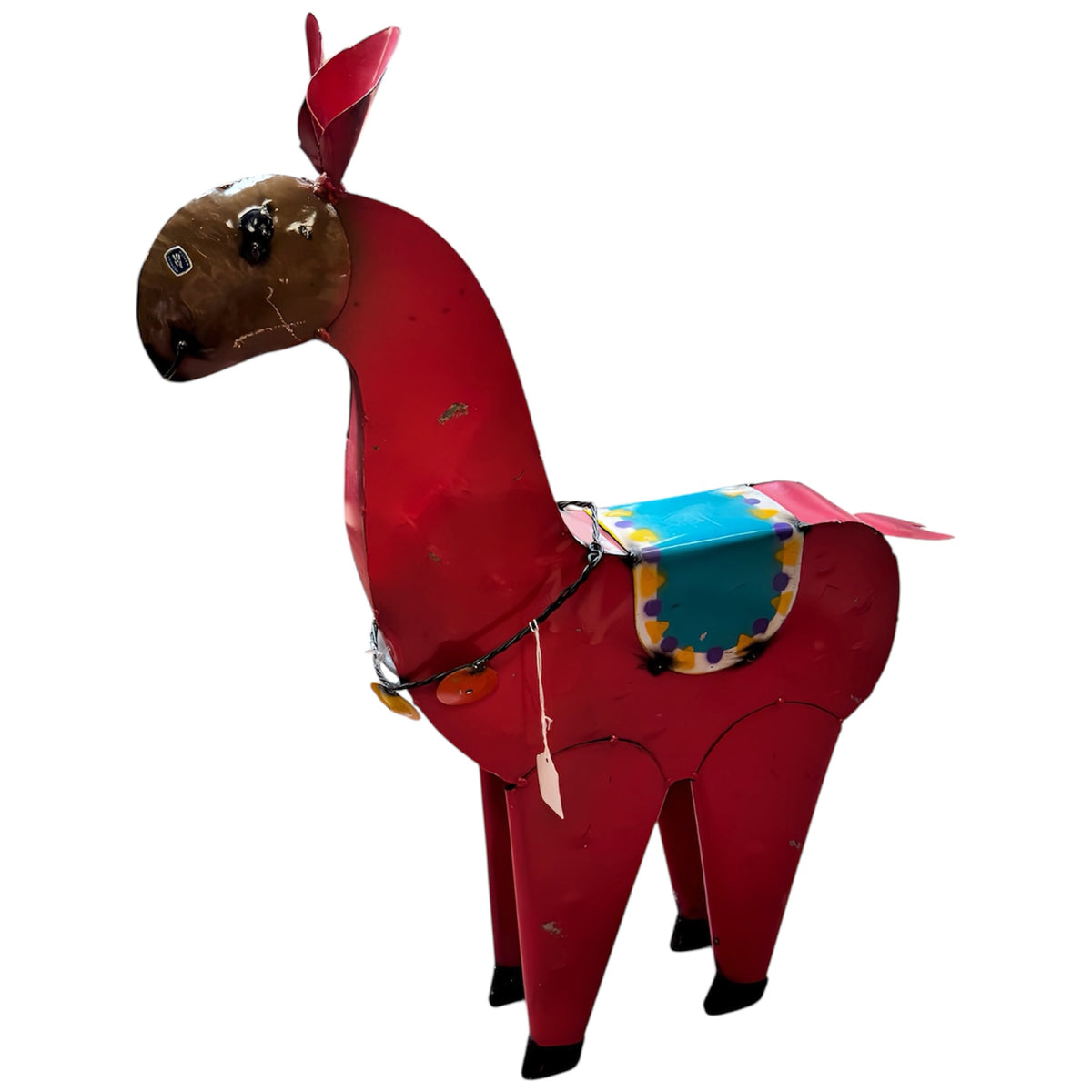 Whimsical Pink Metal Garden Llama – Hand-Painted Outdoor Decor