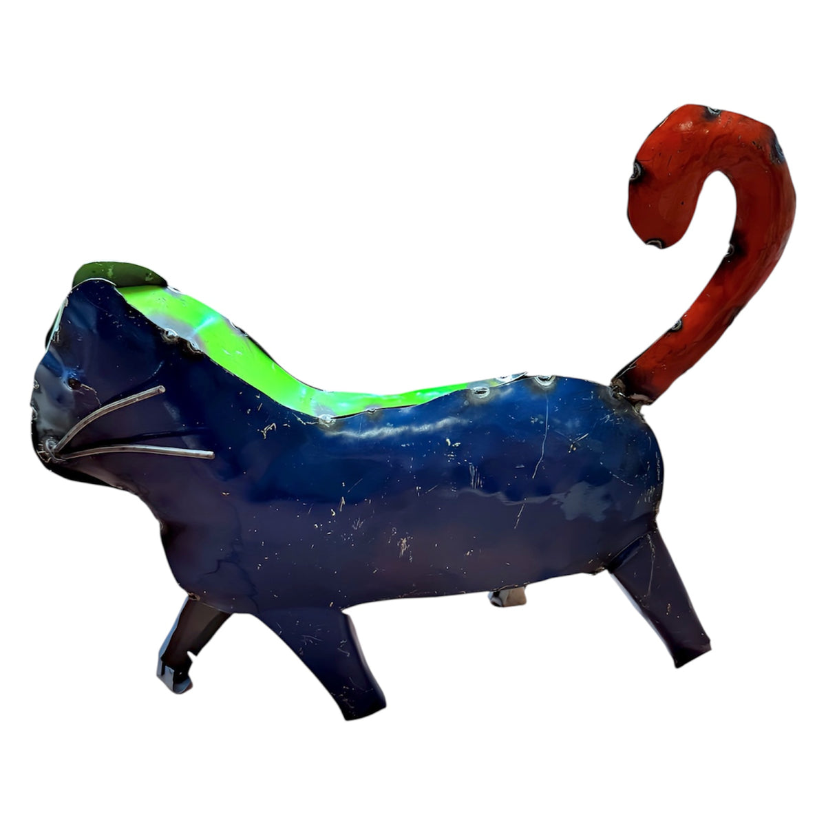 Whimsical Metal Garden Cat – Colorful Outdoor Decor