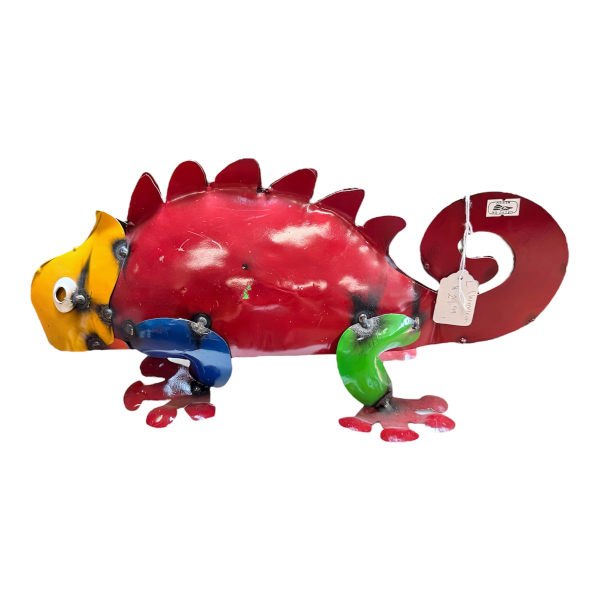 Colorful Metal Chameleon Garden Statue - Large