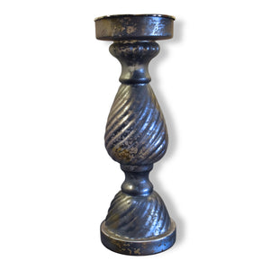 13" Gray Swirl Mercury Glass Candle Holder