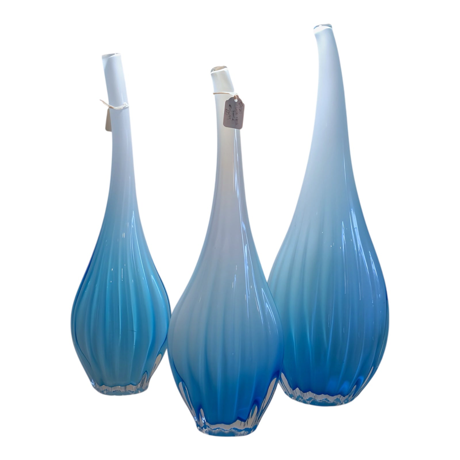 Large Long Neck Blue Bottle Vase