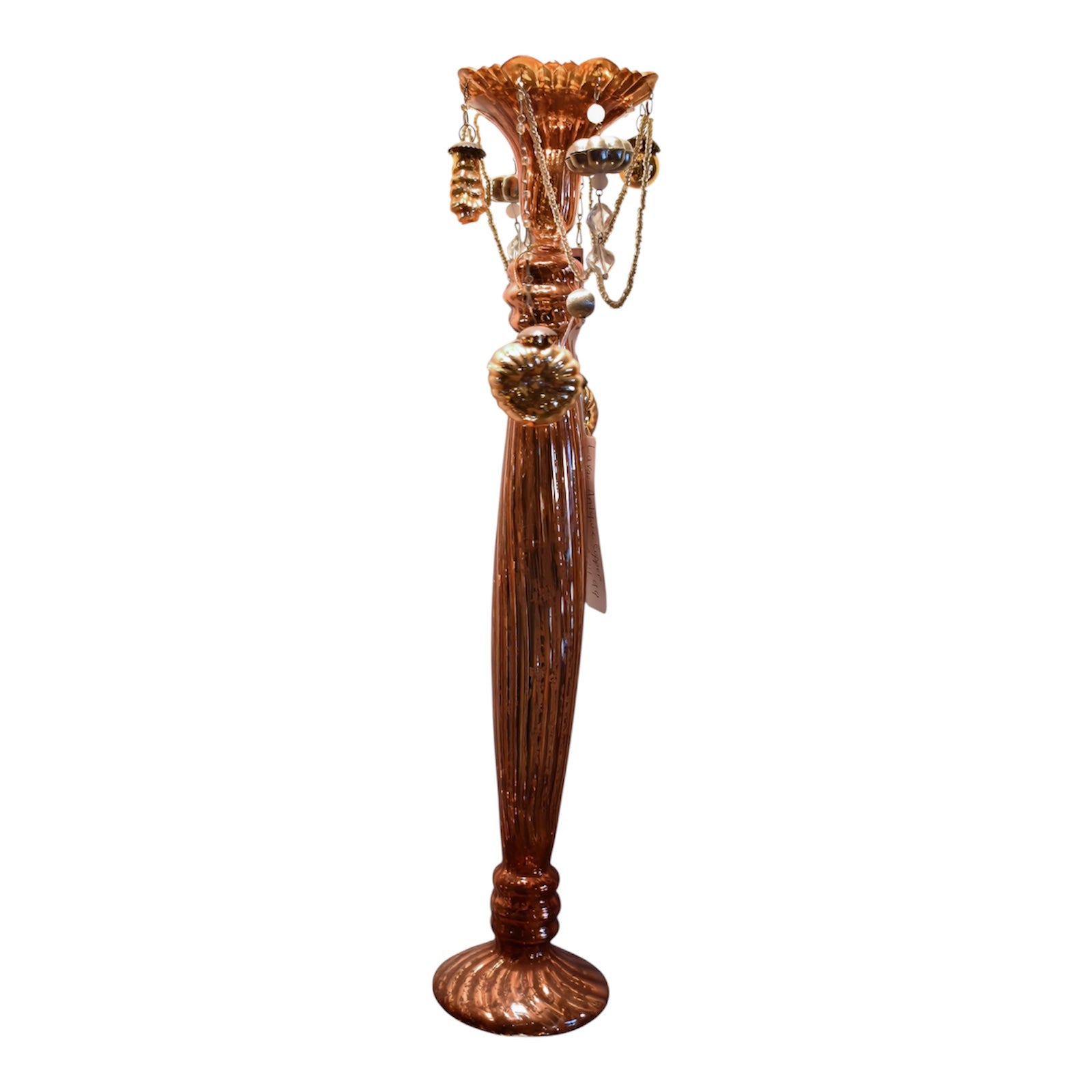 Large Antique Copper Candle Holder w/ Bobeche