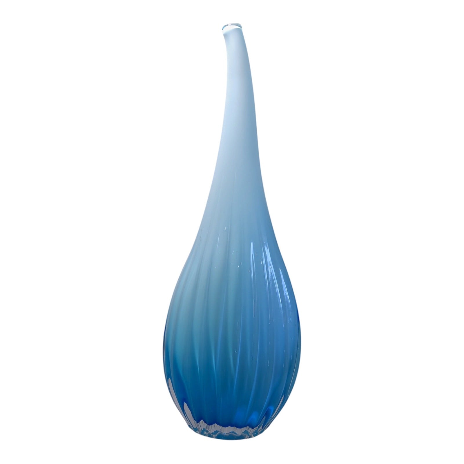 Large Long Neck Blue Bottle Vase