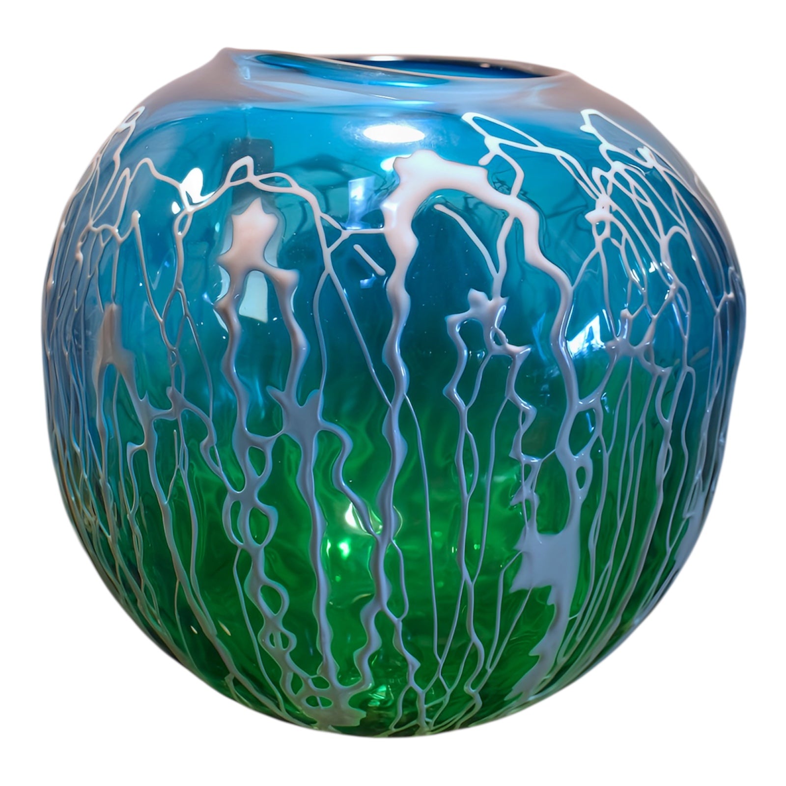 Blue & Green Hand Blown Bowl
