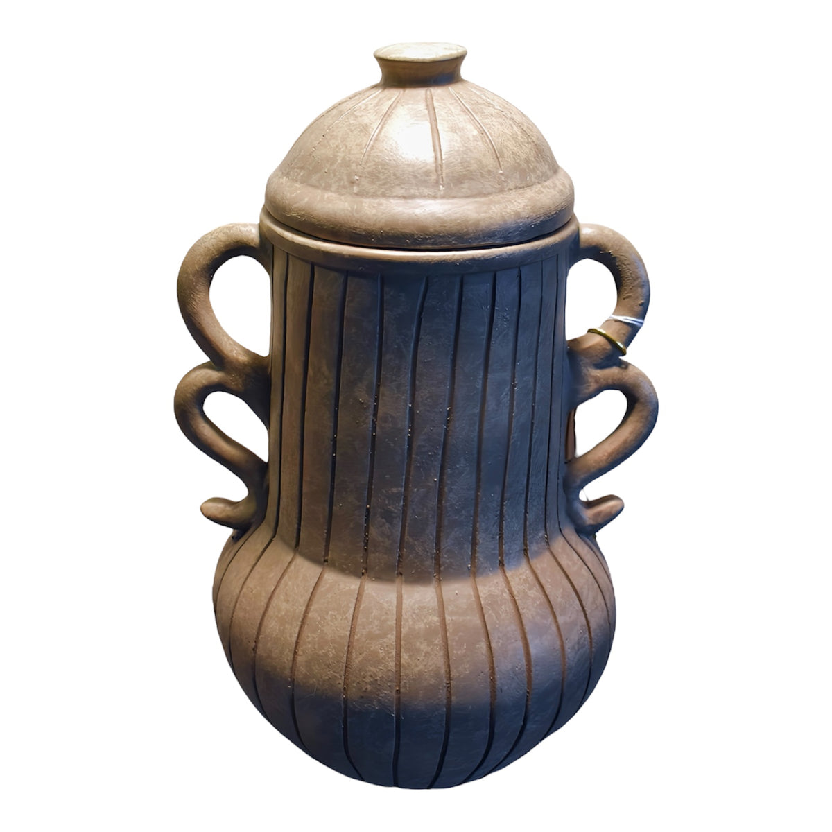 Medium Light Gray Pottery Jar with Handles