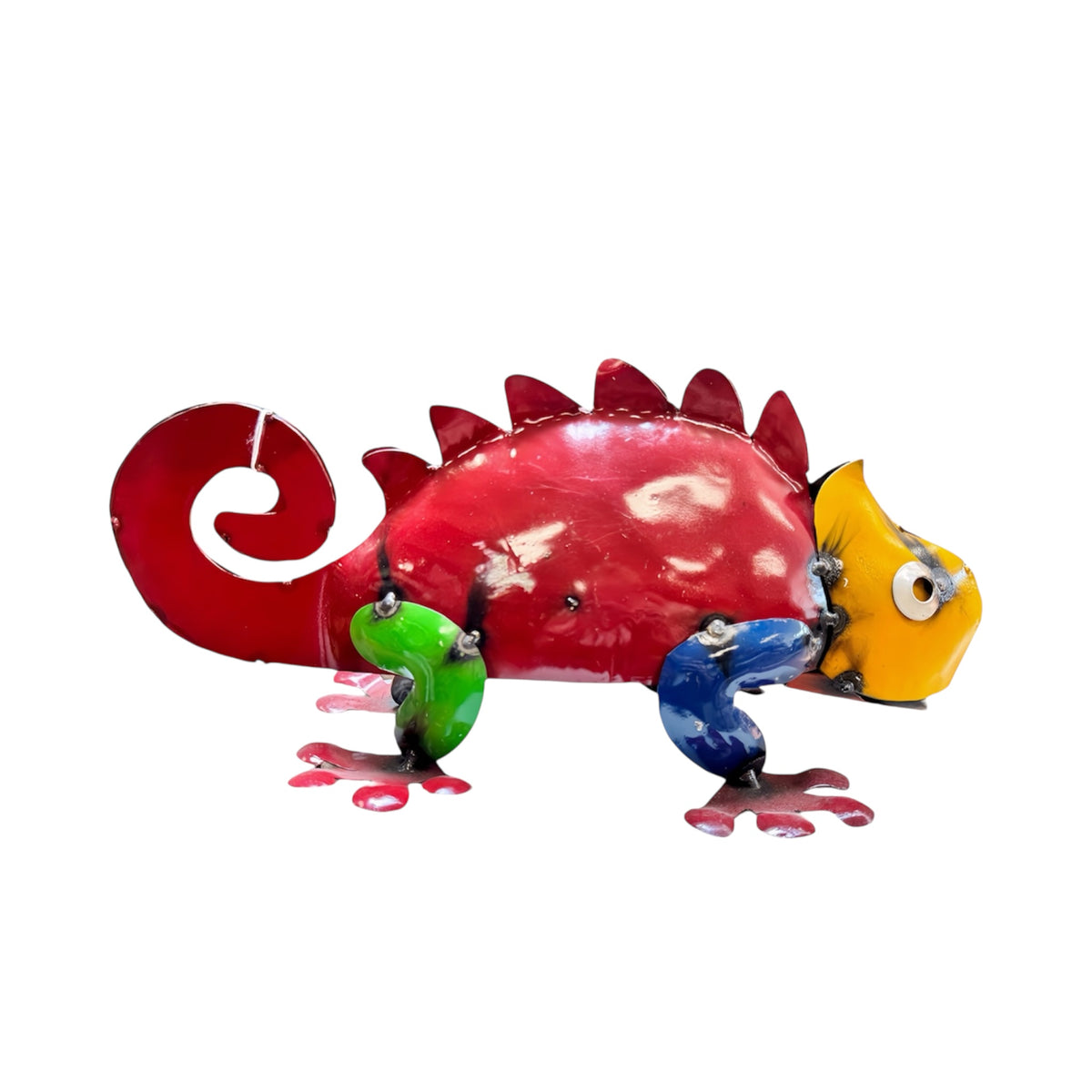 Colorful Metal Chameleon Garden Statue - Large