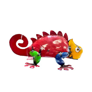 Colorful Metal Chameleon Garden Statue - Large
