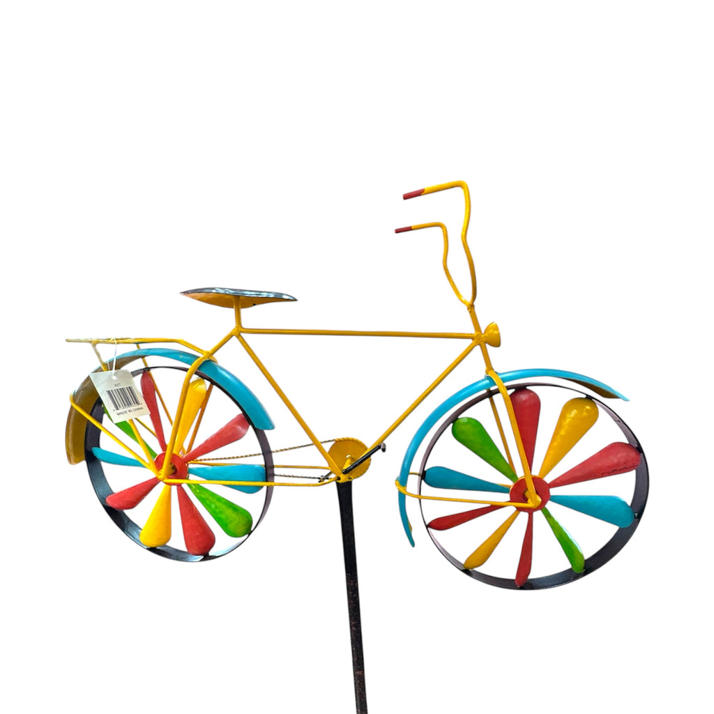 Sunny Ride Yellow Bicycle Garden Stake