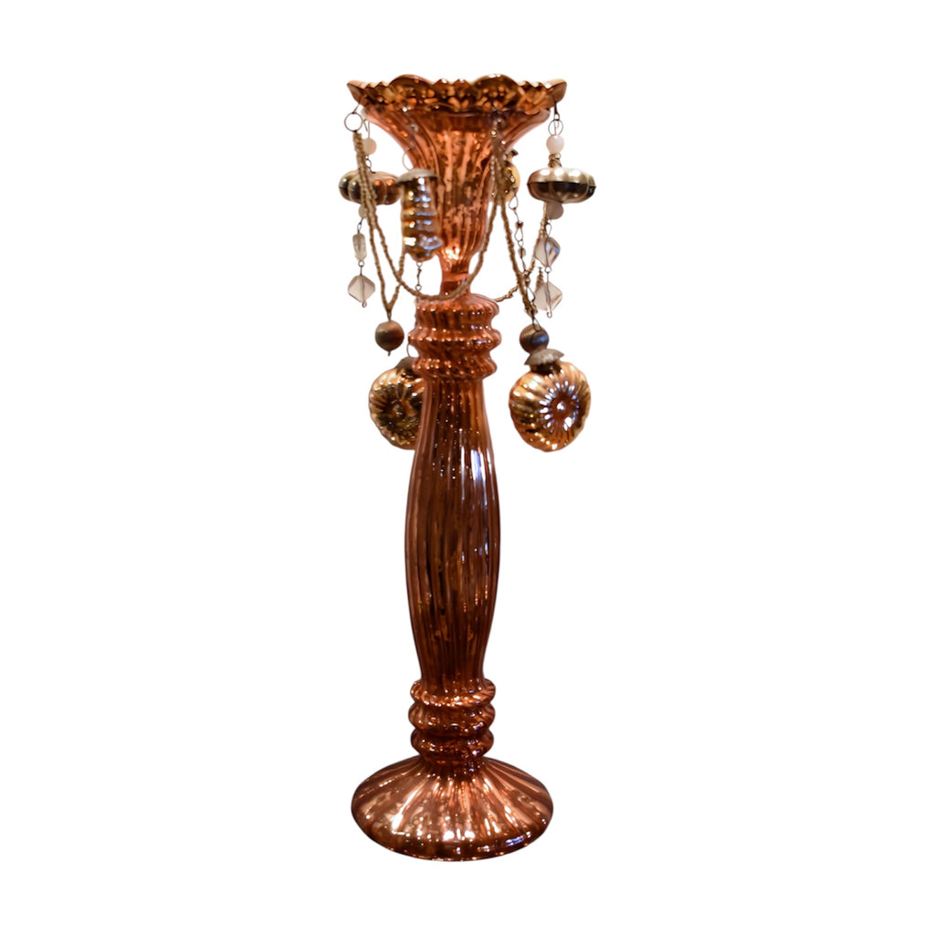 Small Antique Copper Candle Holder w/ Bobeche