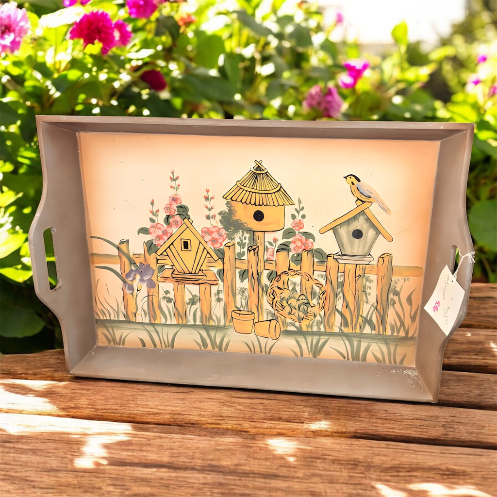 Vintage Garden Birdhouse Decorative Tray