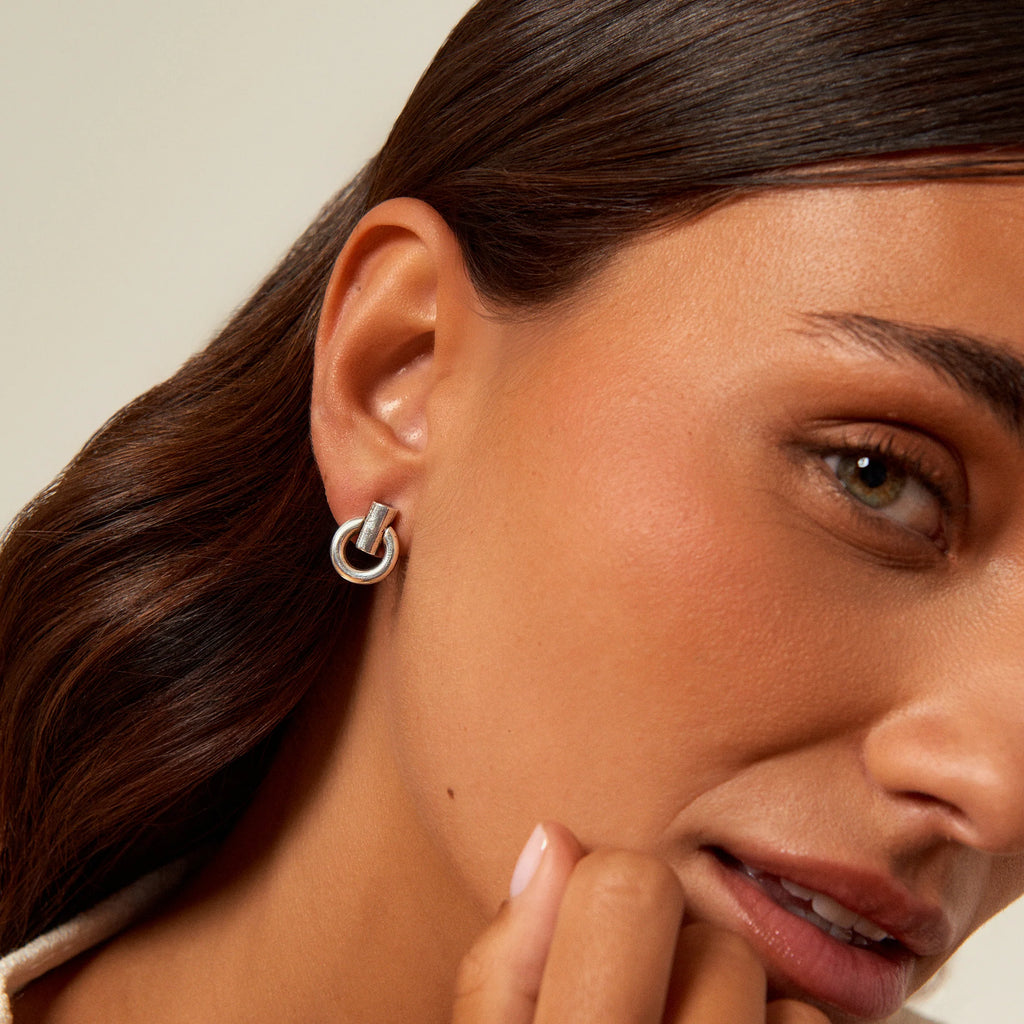 Oatmeal Hoop Earrings - Silver