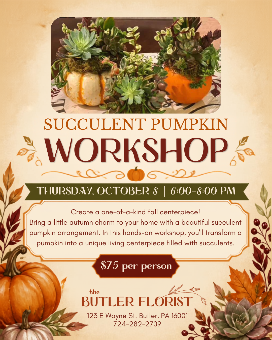 Succulent Pumpkin Workshop
