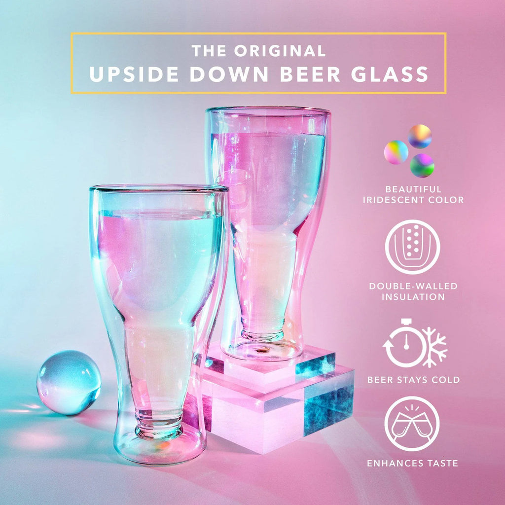 Aura Collection Upside Down Beer Glasses (Set of 2) 13.5 oz