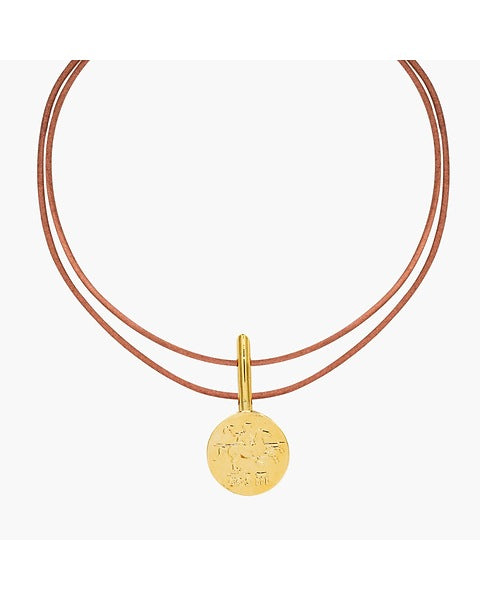 Gold Plated Camel Coin with Leather Choker