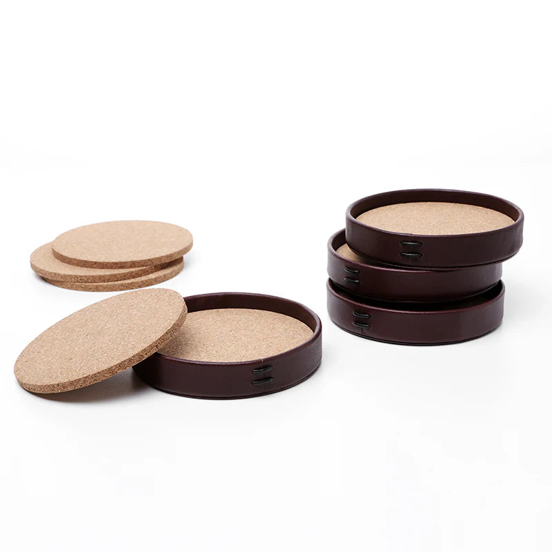 Liiton Whiskey Leather Coasters - Set of 4