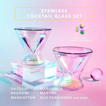 Aura Collection Stemless Martini Glasses (Set of 2) 7 oz