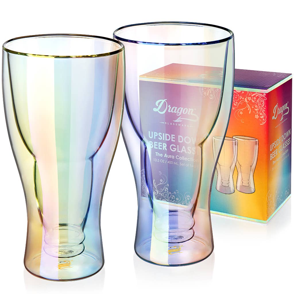 Aura Collection Upside Down Beer Glasses (Set of 2) 13.5 oz