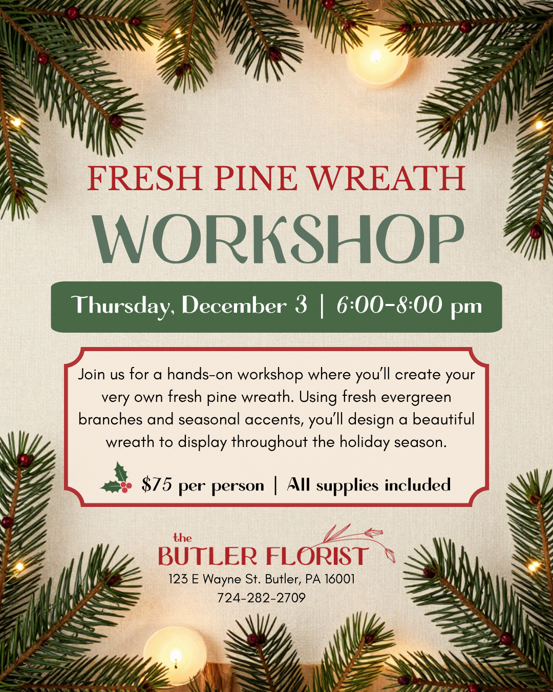 Fresh Pine Wreath Workshop